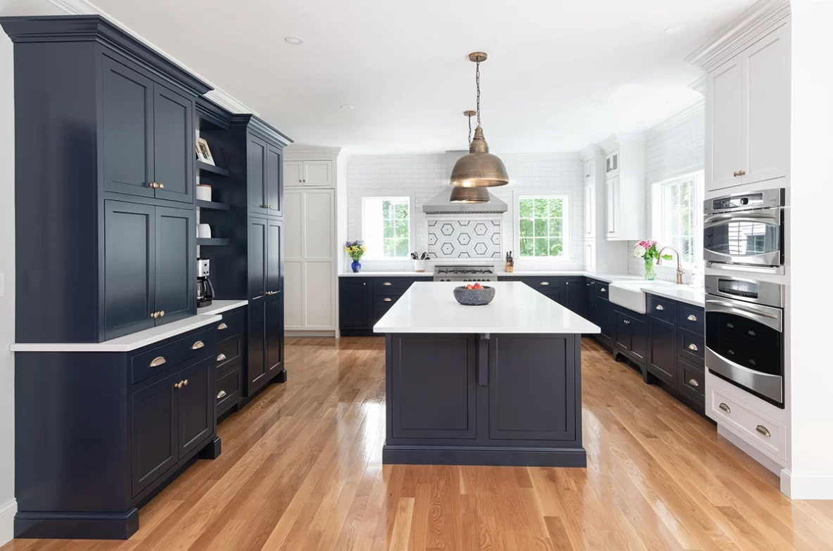 Custom navy kitchen designed by Inspired Design